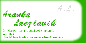 aranka laczlavik business card